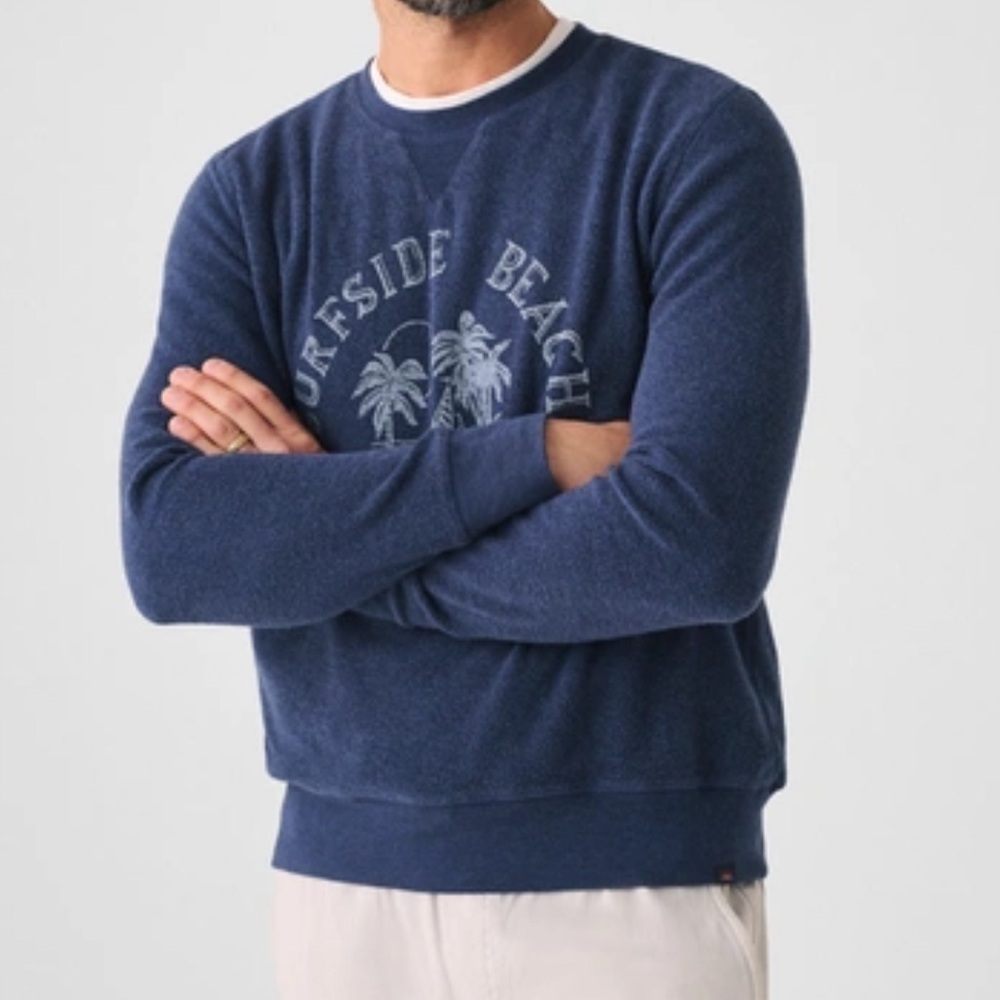 FAHERTY BRAND Beach Fleece Crewneck SURFSIDE BRACH SWEATER. Size M